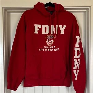FDNY Fire Dept City of New York Hoodie – Red | Men’s M / Women’s L